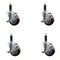 Service Caster 3.5'' Maroon Poly Swivel 1'' Expanding Stem Caster Set with Brake, 4PK SCC-EX20S3514-PPUB-MRN-TLB-1-4 - alternate 1